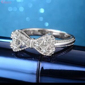 Bow Accent 9.25 Sterling Silver Ring with Crystal Pavé
